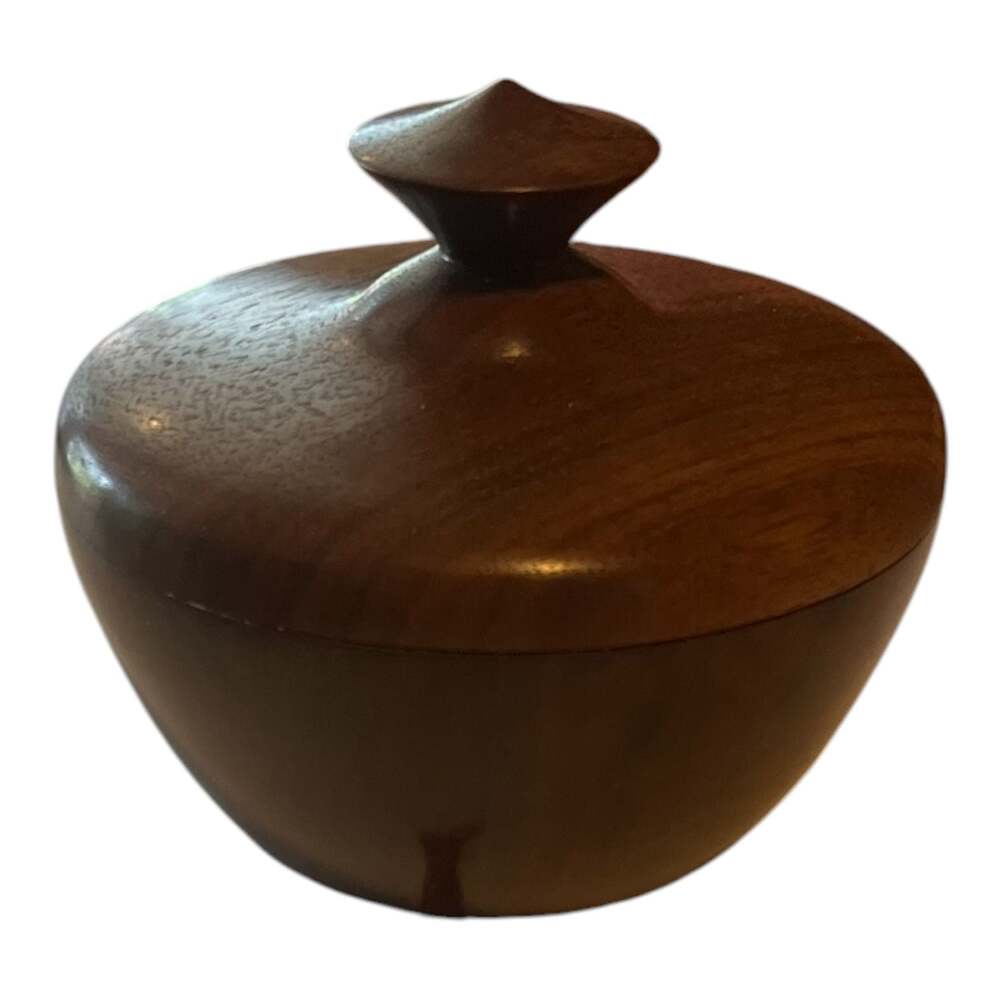 Vintage Hand-Turned Myrtlewood Lidded Keepsake Bowl